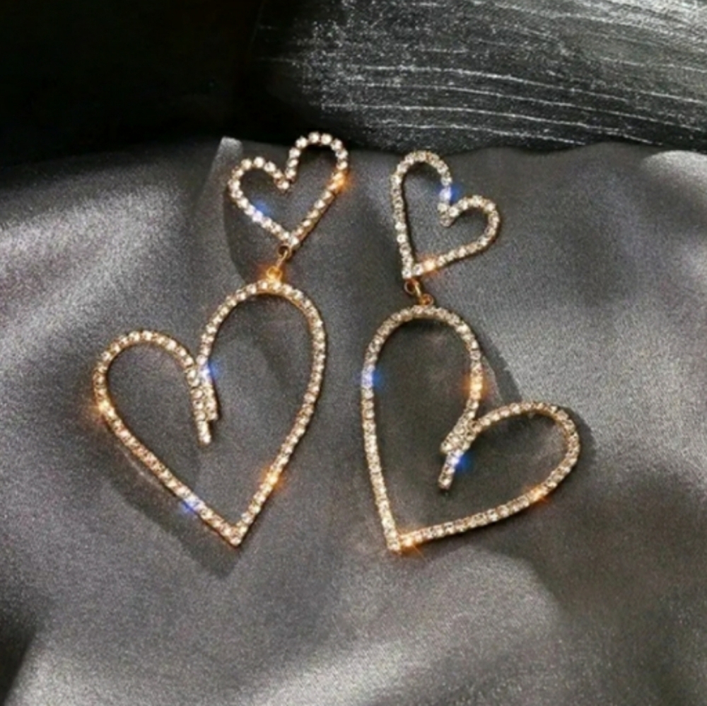 Rhinestone Heart Earrings